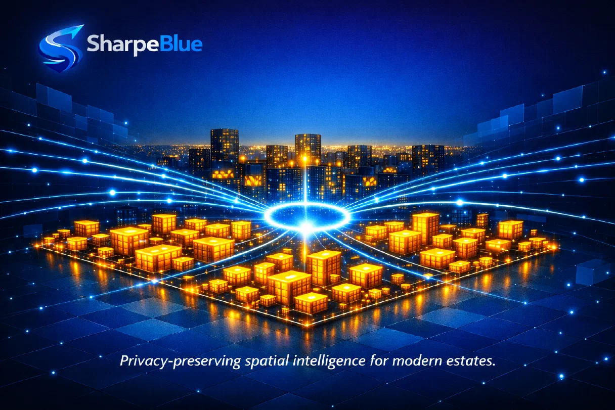 The Sharpe Blue spatial intelligence interface in use.